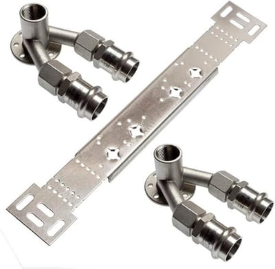 Installatieset Dubbele Plaat - Wandbord Set - Verwarmingsinstallatie - Roestvrij Staal - 15x1/2x15 - Zilver