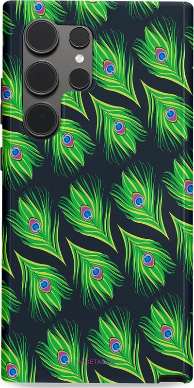 Casetastic Hoesje Geschikt voor Samsung S24 Ultra - Stijlvolle Beschermende Duo-layer Case - Veren van verleiding