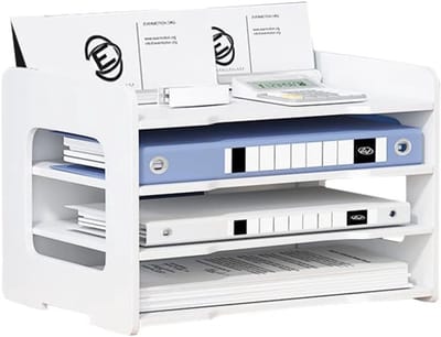 Stapelen Documenten Organizer, 4-laags Bureau Organizer voor A4 Papieropslag, Ideaal voor Thuis, Kantoor en School