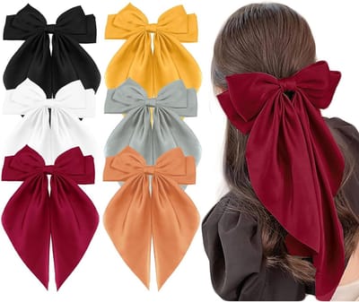 Vrouwelijke Haarclips met Grote Strikken in 6 Kleuren, Zacht Satijn en Stevig Metaal, Perfect voor Elke Gelegenheid