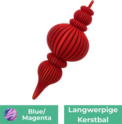 Langwerpige kerstbal – Decoratief object – Blauw / Paars - 1 stuks - 3d geprinte object – Winter woondecoratie – 12CM