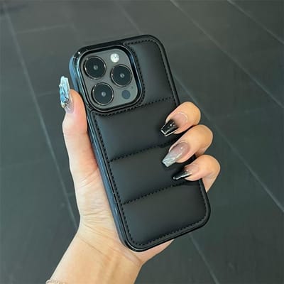 Mode Down Jacket Puffer Case voor iPhone 15 16 14 Plus 13 12 11 Pro X XR XS Max Zachte Stof Siliconen Schokbestendige Funda Cover For iPhone 13 ProMax