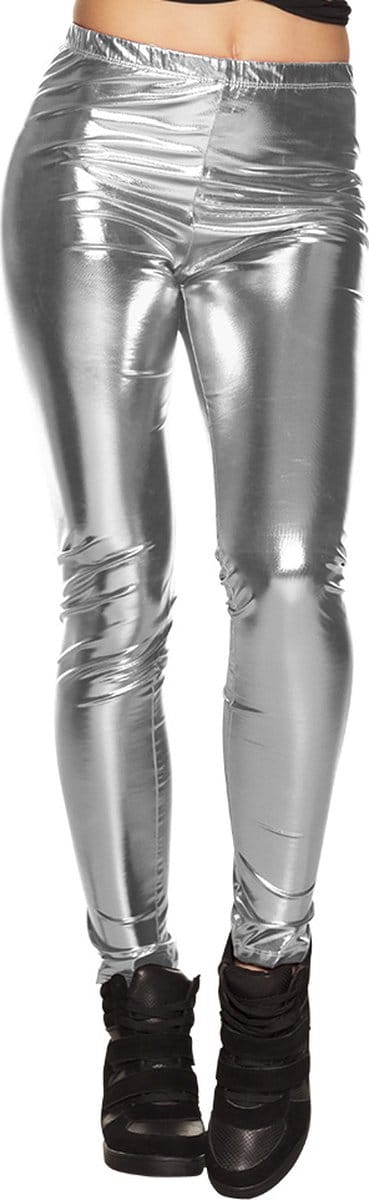 Boland - Legging Metallic zilver (M) - Volwassenen - - Festival
