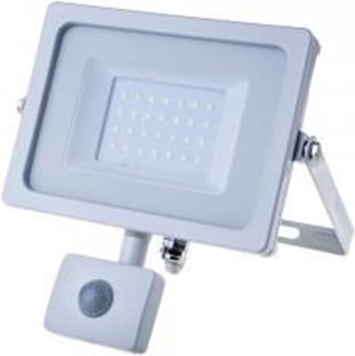 LED Bouwlamp 30 Watt met Sensor - LED Schijnwerper - Viron Dana - Warm Wit 3000K - Mat Wit - Aluminium - SAMSUNG LEDs