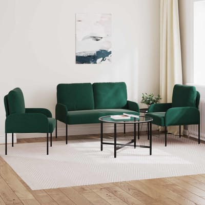 vidaXL - Sofa-Sets - 3 - st - Donkergroen - Multiplex
