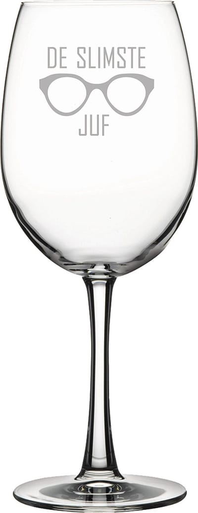 Gegraveerde Rode wijnglas 46cl De slimste Juf