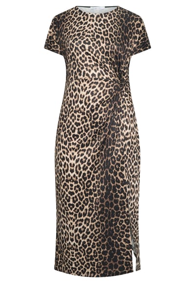 Yours London Plus Size Brown Animal Print Side Twist Dress Size 38
