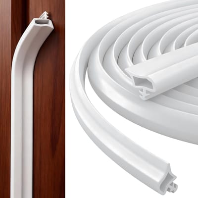 Dailygoods - 20M deur afdichtingsstrip voor geluidsisolatie, witte weerstrip, geluiddichte deur-raam afdichtingsstrip voor 2,5-3,5 mm opening, tochtwerende strip voor deuren ramen
