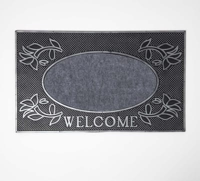Homescapes antislipdeurmat “Welcome” 45 x 75 cm, zilvergrijs