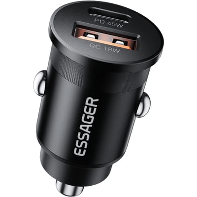 Essager 45W Dual Port Autolader Zwart