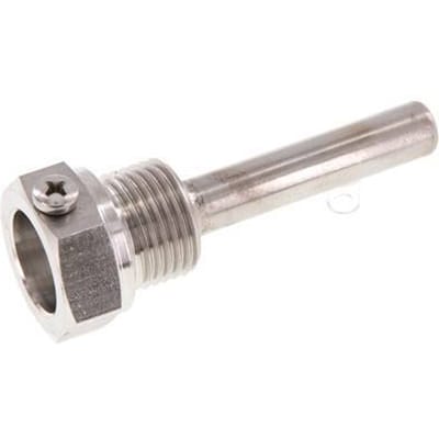 RVS G 1/2 Inch Thermowell met Schroef voor 63mm Dompelbuis Max 600°C en 25 Bar - TWALSH-G-012-063