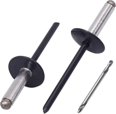 100 Stuks Grote Flens Blindklinknagels Aluminium 4.8 x 18 mm Antracietgrijs RAL 7016 Inclusief Boor