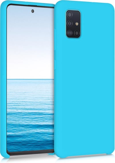 kwmobile telefoonhoesje geschikt voor Samsung Galaxy A51 - Hoesje met siliconen coating - Smartphone case in ijsblauw