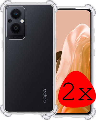 Hoesje 2 Stuks - Geschikt voor OPPO Reno 8 Lite - Sterk & Shockproof - Siliconen Case - Back Cover - Telefoon Hoes Shock Proof - Transparant
