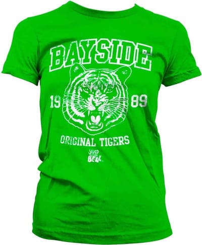 Saved By The Bell Dames Tshirt -S- Bayside 1989 Original Tigers Groen