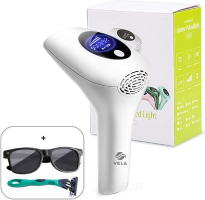 Vela® Laser Ontharingsapparaat – IPL laser ontharingsapparaat - Voor mannen en vrouwen - 8 verschillende standen - Meer dan 900000 flitsen - Ice cool functie - Beschermbril - Scheermesje - 2025 model 2.0 - Permanent haarvrij - Inclusief E-Book
