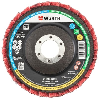 Wurth - Vlies lamellenschuurschijf RED PERFECT 3D - RED PERFECT® 3D non-woven lamellenschuurschijf Voor direct gebruik op haakse slijpers - x 10 st