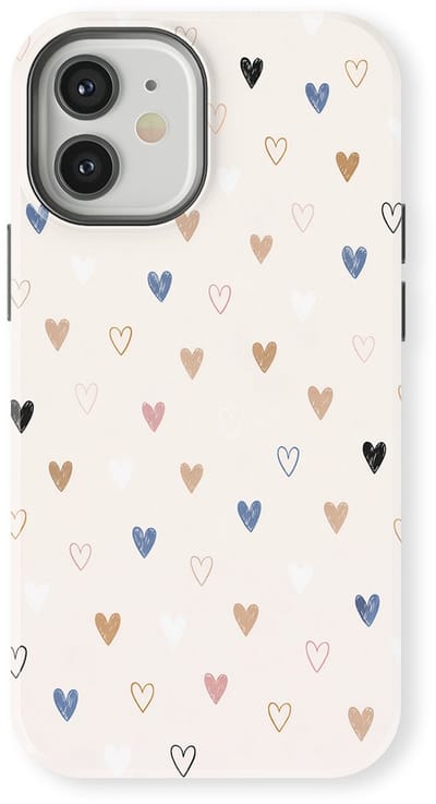 Tough Hoesje met Hartjes geschikt voor iPhone 12 Mini | Little Love Tough Case Geschikt voor Mag | Hartjes Print Backcover geschikt voor iPhone 12 Mini Heart Harmony