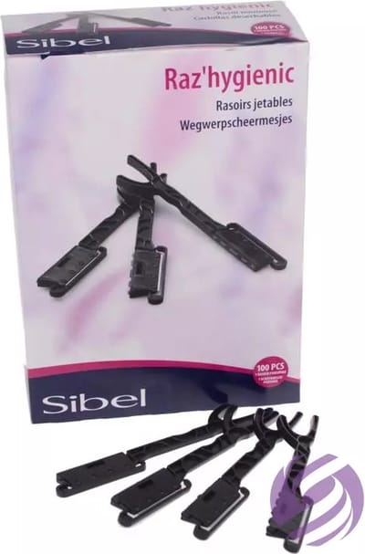 Wegwerp Scheermesjes - Premium - Sibel - met Veiligheidsstrip - Gehard Staal Scheerblad - Hygiënische Dispenserverpakking - Kappersbenodigdheden - 100 stuks - Gezichtshaar - Nekhaar - Professioneel