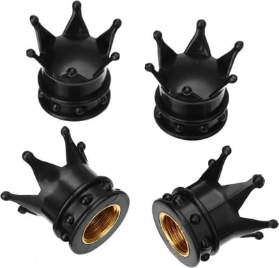 VCTparts® Zwarte Kroon Ventieldopjes - Metaal (set)