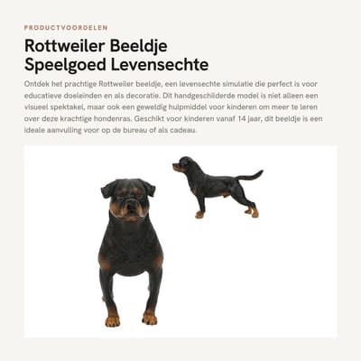 Dailygoods- Rottweiler Beeldje Levensecht - Educatief Speelgoed - Decoratie - Model Ornament - Handgeschilderd - Prachtig Vakmanschap - Dierenbeeldje