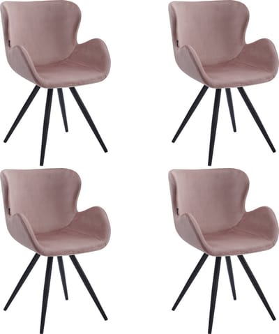 Colenis® - Anabella Eetkamerstoel - Set Van 4 - Roze - Velvet - Industrieel - Met armleuning