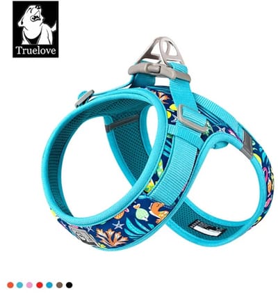 Truelove honden tuig - Honden harnas - Tuigje - Blauw - Zeepaardjes - M