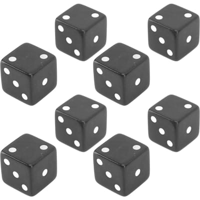 Set de 8 dés à 6 faces Éducatifs Coins carrés Dés standard Dés pour jeux de société interactifs pour la maison la salle de classe Black
