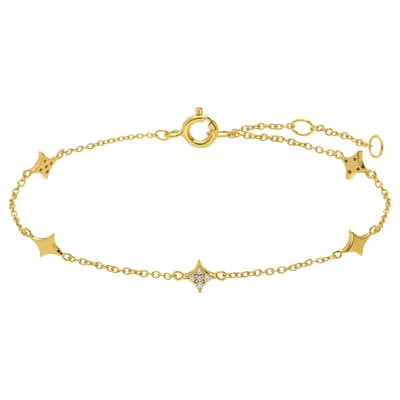 Lucardi - Dames Zilveren goldplated armband voor dames - Armband - 925 Zilver - Goudkleurig - 19 cm