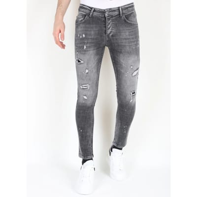 Ripped Jeans Heren met Verfspatten Stretch -MM112- Grijs