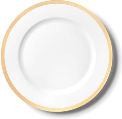 Decorline 4 x placemats - Wit/Goud - decoratieve borden Ø 33 cm evenement borden, herbruikbare kunststof schotels als tafeldecoratie voor Kerstmis,evenementen, bruiloft, verjaardag, decoratie, oudejaarsavond, Pasen