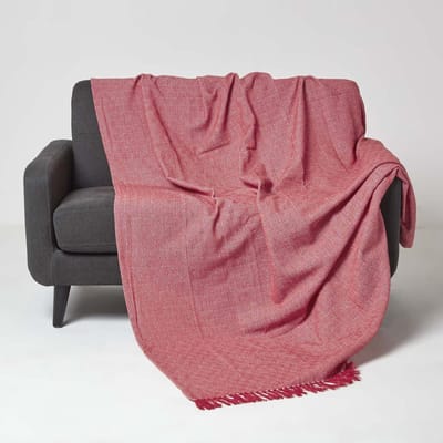Homescapes Malda sprei XXL 255 x 360 cm, rood met franjes - katoenen deken ruitpatroon