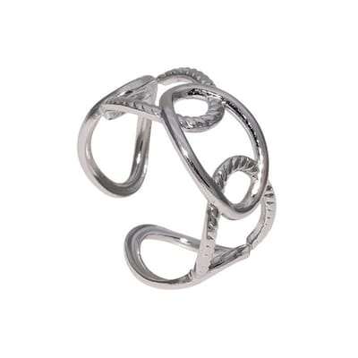 Aramat Jewels -Stalen schakel ring Zilverkleur- Verstelbaar - Tijdloos