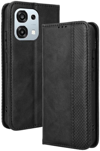 Coverup Hoesje - Geschikt voor OPPO A6 Pro 5G Hoesje - Coverup Vintage Style Book Case - Zwart