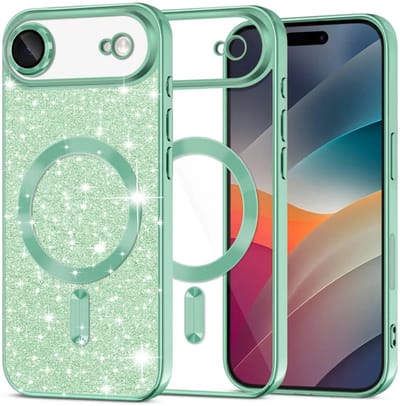 Hoesje geschikt voor Apple iPhone Air - Techsuit Luxury Glitter Back Cover - Geschikt voor MagSafe - Lichtgroen