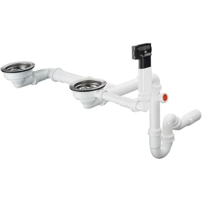Hansgrohe Afvoergarnituren - Afvoer- en overloopgarnituur voor dubbele spoelbak graniet, chroom 43928000