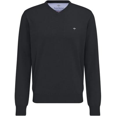 Fynch-Hatton V-hals Trui Zwart 100% Katoen Regular Fit - 4XL