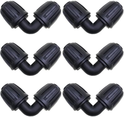 Dailygoods - Irrigatieaansluitingen - Hoekadapter - Eenvoudige installatie - Zwart - Druppelirrigatiesystemen - Geschikt voor 1/2 inch slangen - 6 stuks