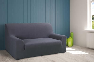 Tural - Grijs stretch bankhoes Tweezits (130-160 cm). 2 zitsbanken. Verkrijgbaar in diverse kleuren en maten