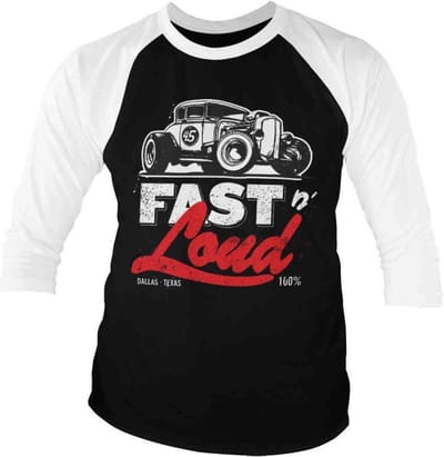 Fast N' Loud Raglan top -S- Hot Rod Zwart/Wit