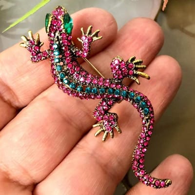 Barok Luxe Glanzende Hagedis Dierlijk Ontwerp Mannen Vrouwen Broche Speld, Sieraden Kledingaccessoires, BruiloftVakantieKoppel Verrassingscadeau brown