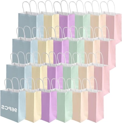 Gekleurde papieren zakken met handvat - 96 stuks voor feesten, cadeaus en decoratie