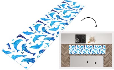 Keukenloper - Loper keuken - Meisjes - Dolfijn - Dieren - Patronen - 200x50 cm - Keukenloper vinyl