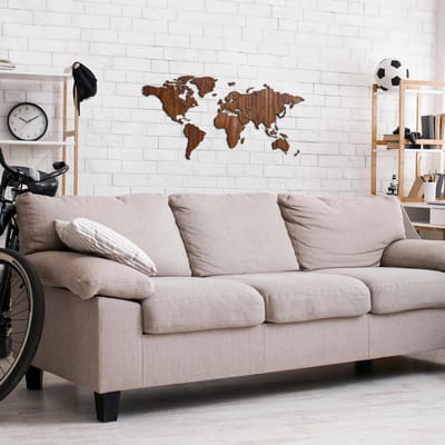 Wereldkaart van Hout - Walnoot - Medium (90 x 45 cm) - Mercator projectie - wanddecoratie - design - muurdecoratie hout