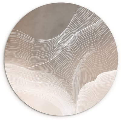 WallCircle® Wandcirkel 120x120 cm - Muurcirkel Golvende lijnen - Luchtstromen - Harmonieus - Muurdecoratie woonkamer - Wanddecoratie slaapkamer - Kamer decoratie accessoires - Ronde schilderijen XXL