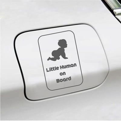 Bumpersticker - Little Human On Board - 15 X 10 - Antraciet