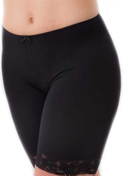 Dames boxershort lange pijpjes kant 38490 - Kanten broekje voor onder een jurk - Microfiber ondergoed - Zwart / S