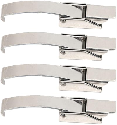 Dailygoods- Tuimelvergrendeling 4 Stuks - Roestvrij Staal - 100 mm Lengte - Klemklem met Veerstalen Haak - Stabiel en Betrouwbaar - Corrosiebestendig - Deurslot