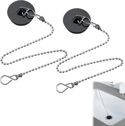 2x Universele DoucheputstopUniversele Doucheputstop Rubber met 40cm Ketting voor Bad en Zink