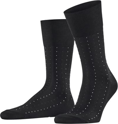 FALKE Tiago Dotted Line fijn lichte glans fil d'Ecosse katoen Sokken heren zwart - maat 39-40